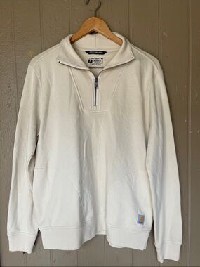 Carhartt Tencel Fiber Series Half-Zip Pullover Sweatshirt in cream Size M
